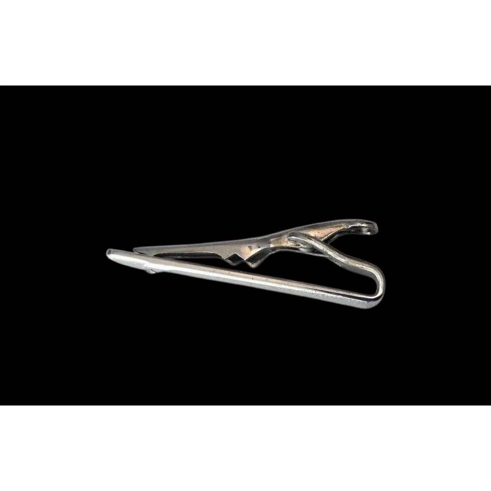 Vintage Swank Brand Silver Tone‎ Textured Faux Diamond Men's Tie Clip Bar 1.5